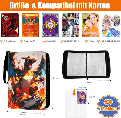 Waterproof PU Pokémon Card Album 400 Sleeves 50 Pages