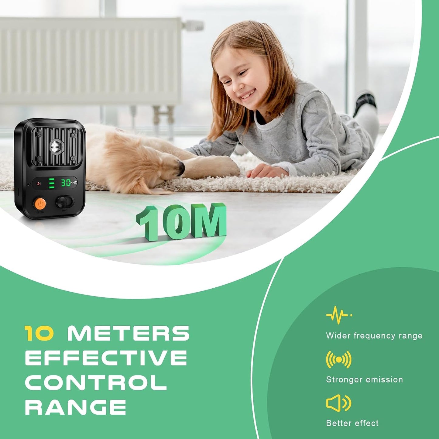 Love begans Ultrasonic Anti-Bark Device 3 Modes Rechargeable Up to 10m Range Black