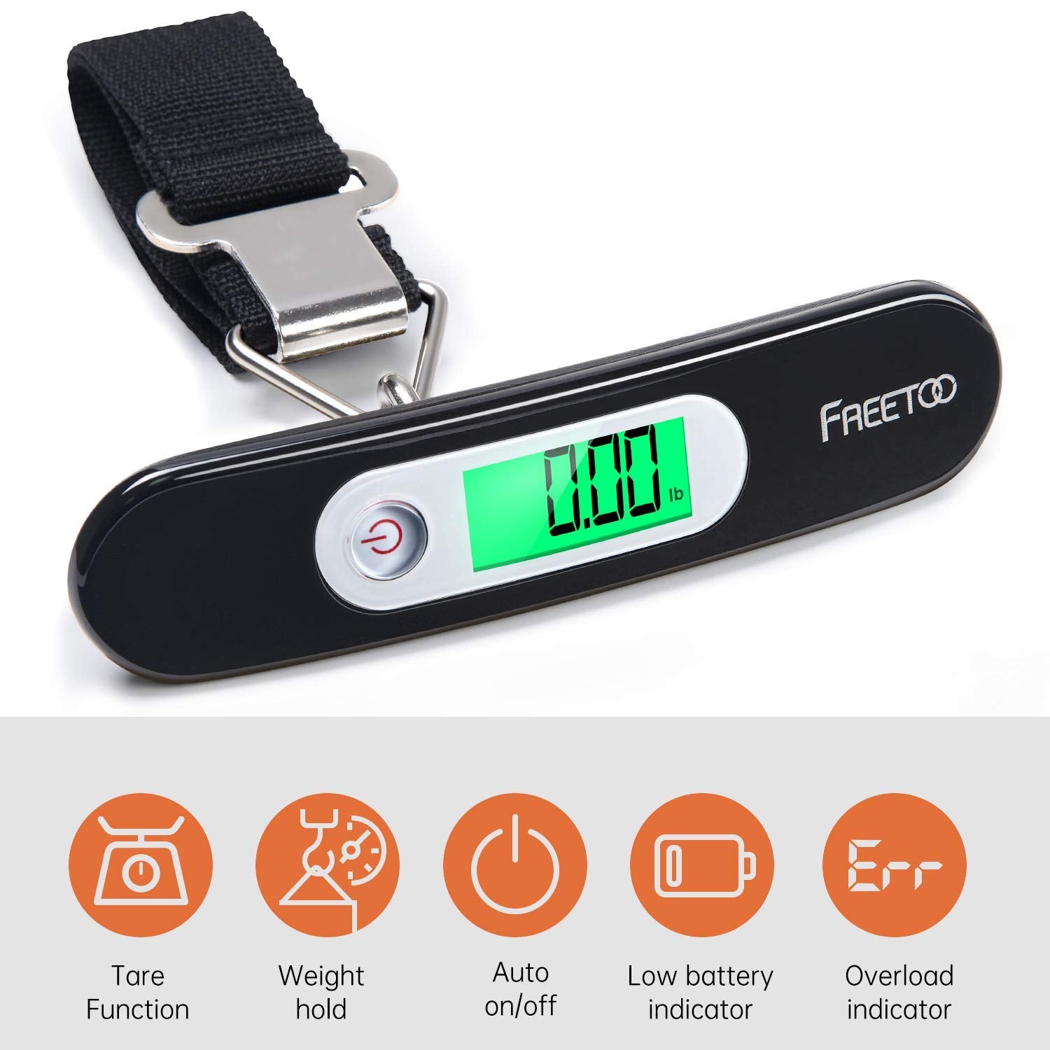 FREETOO Portable Digital Luggage Scale 50 kg Capacity Black