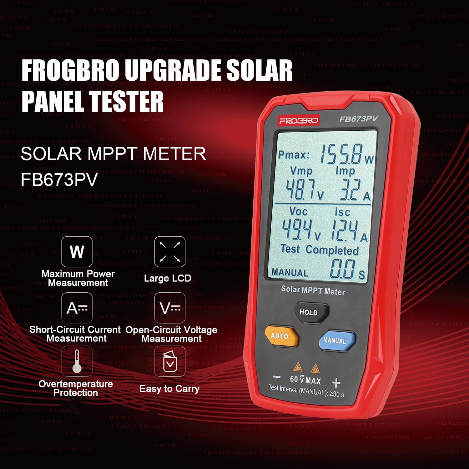 FrogBro 800W Solar Panel Tester Multimeter: Smart MPPT Open Circuit Voltage