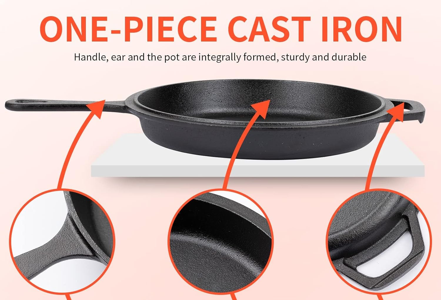 Overmont 26CM Pre-Seasoned Cast Iron Dutch Oven Pot & Skillet Combo Cooker