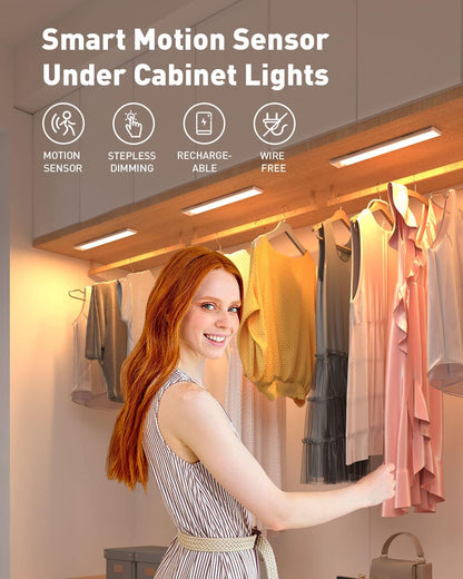 Mexllex Under Cabinet Light 2-Pack 30cm 126 LEDs 3 Colours with Motion Sensor