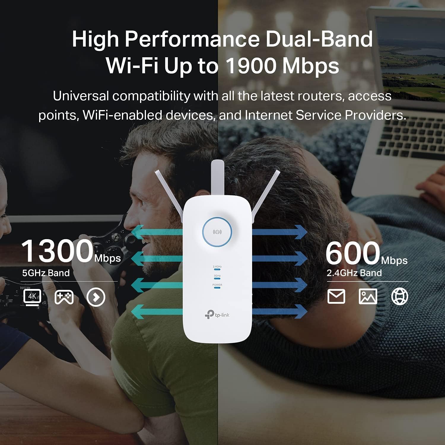 TP-Link AC1900 Dual-Band WiFi Extender RE550 2800sqft Coverage
