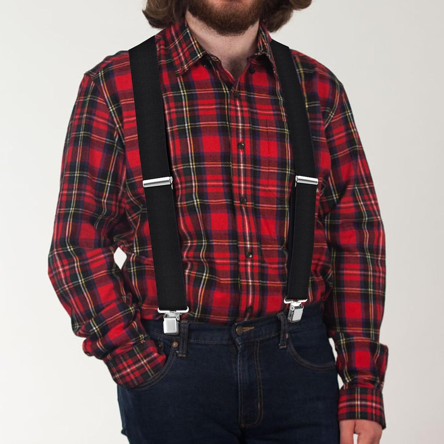 Ultrashang Classic Men's Heavy-Duty 2-Inch Wide Suspenders with Sturdy Clips