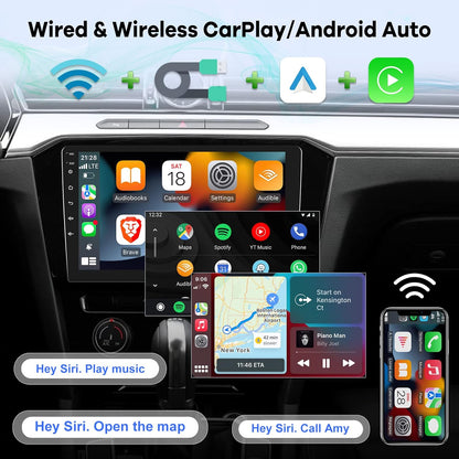 EKAT 10.1" Android 11 Double Din Car Stereo Wireless CarPlay