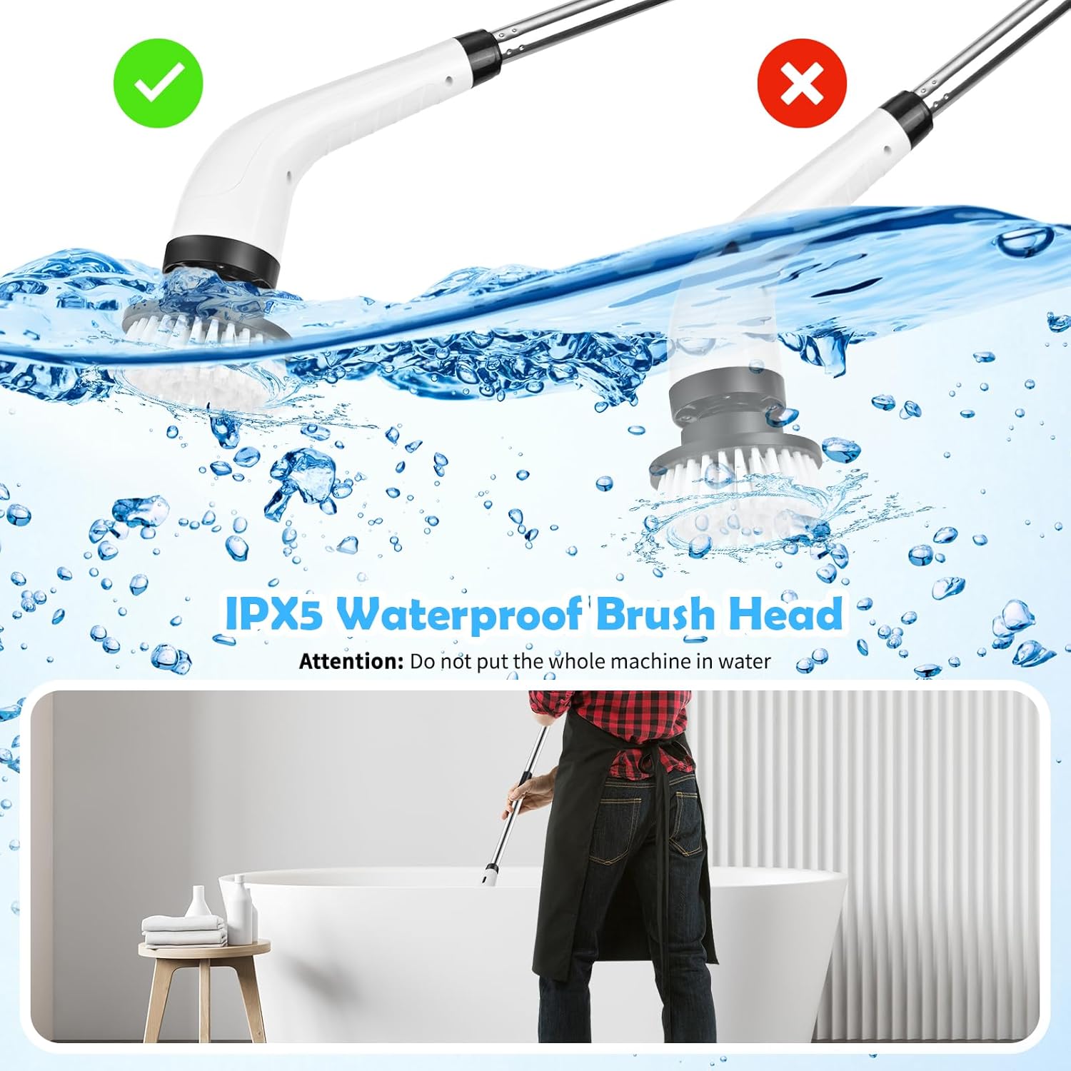 Euakee Cordless Electric Cleaning Brush with 8 Interchangeable Heads