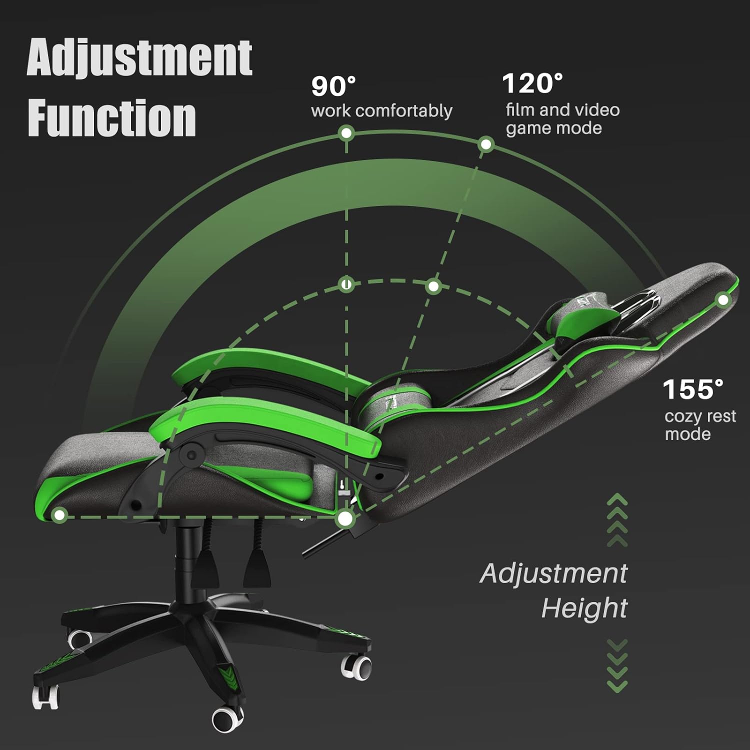Bigzzia Cute Cat-Ear Gaming Chair with Massage Lumbar, Reclining