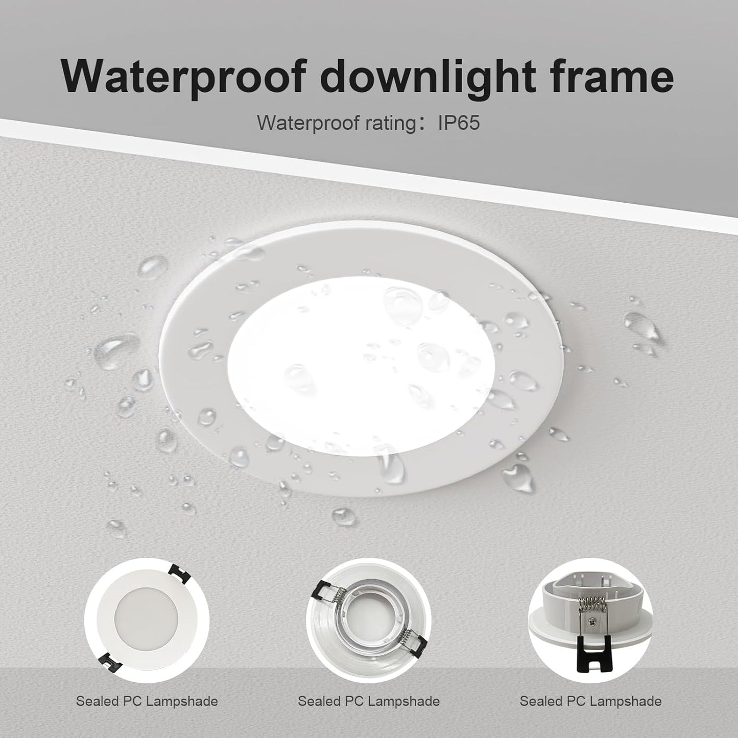 GY Recessed Spotlight Frame GU10 IP65 Waterproof Plastic 6-Pack 10 cm