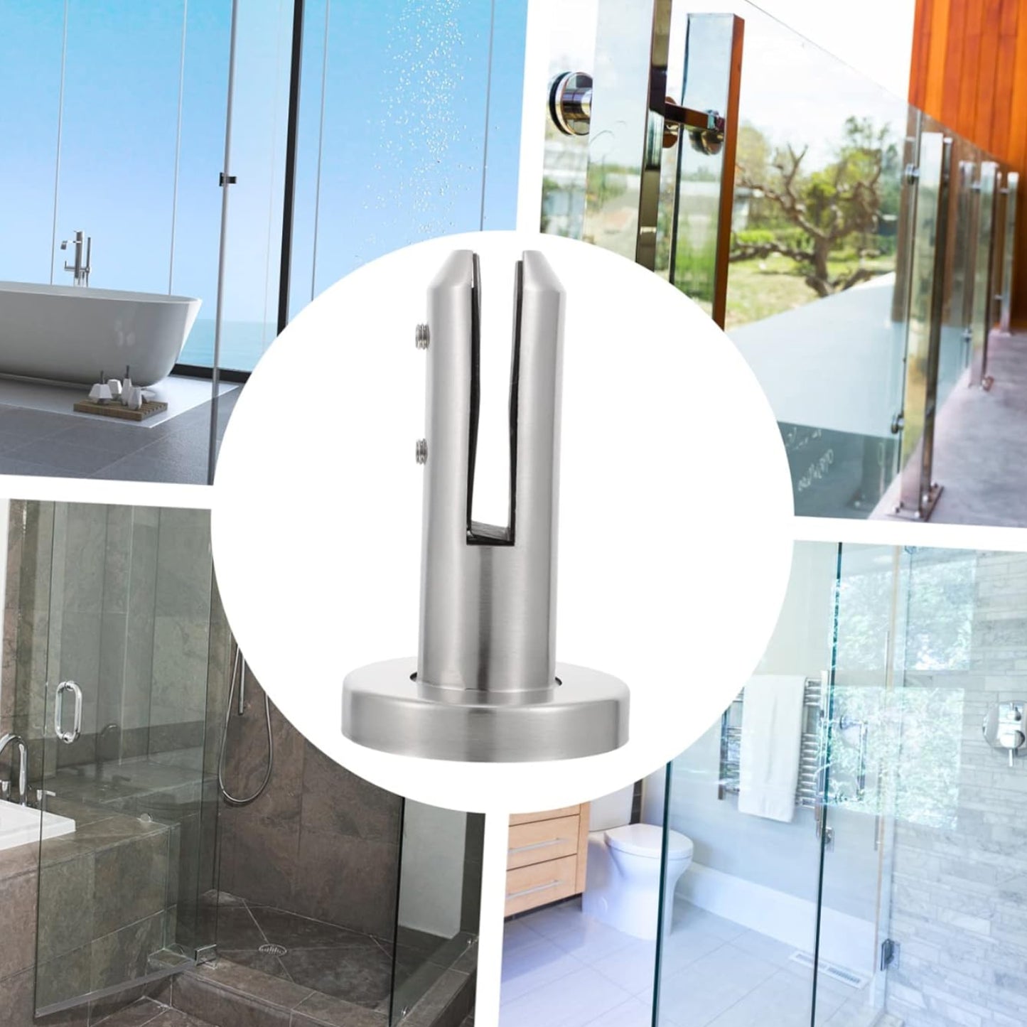 Tofficu Stainless Steel Glass Panel Clamp for Balcony Garden Pool