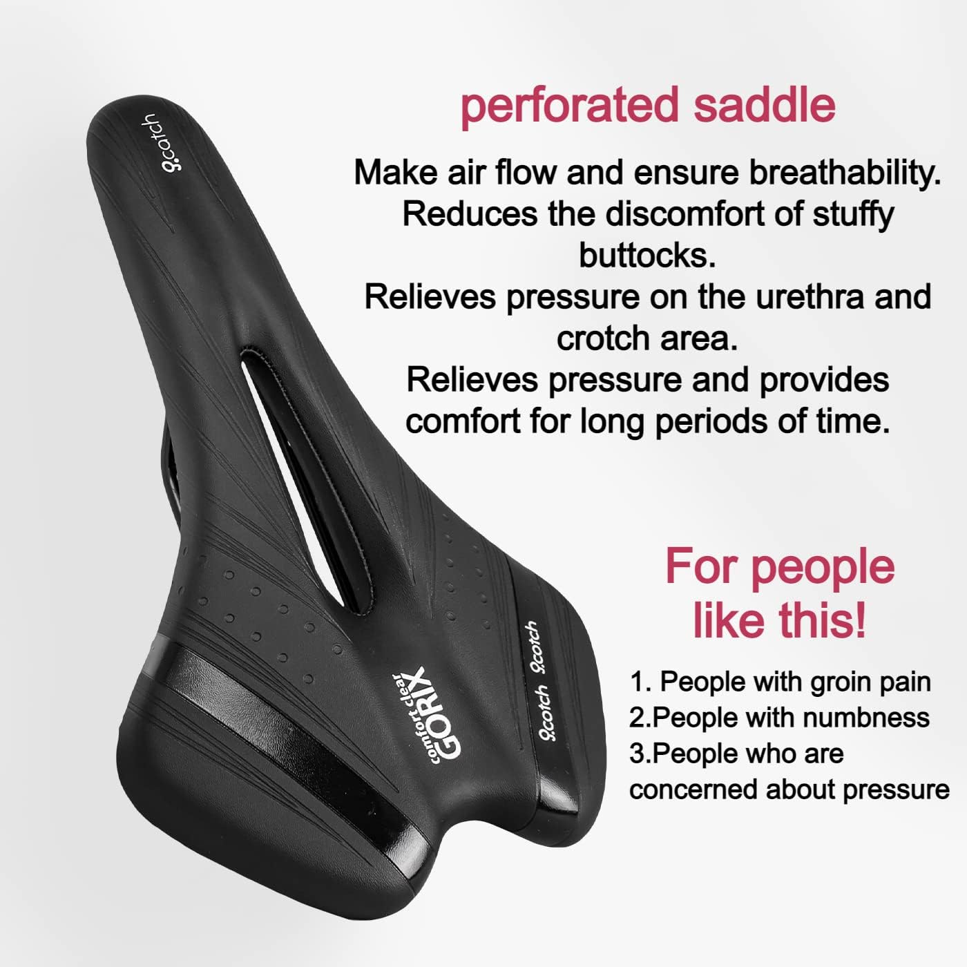 GORIX Bike Saddle Comfortable Cushion with Rail for Mountain and Road Bicycles