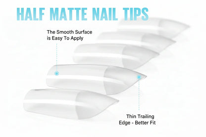 TOMICCA stiletto Short Gel Nail Tips Pre-shaped Half Matt Full Cover - 240 Pieces - Gomix Brands Outlet