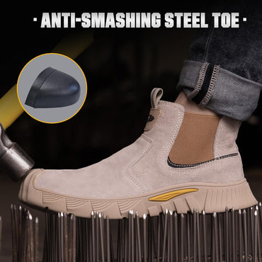 Hogent Slip-On Steel Toe Welding Work Boots for Men