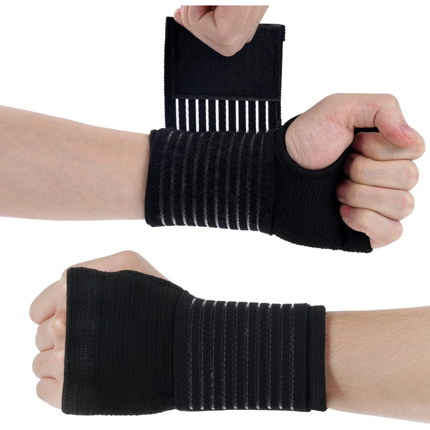ACWOO 2-Pack Elastic Wrist Brace with Adjustable Strap – Black - Gomix Brands Outlet