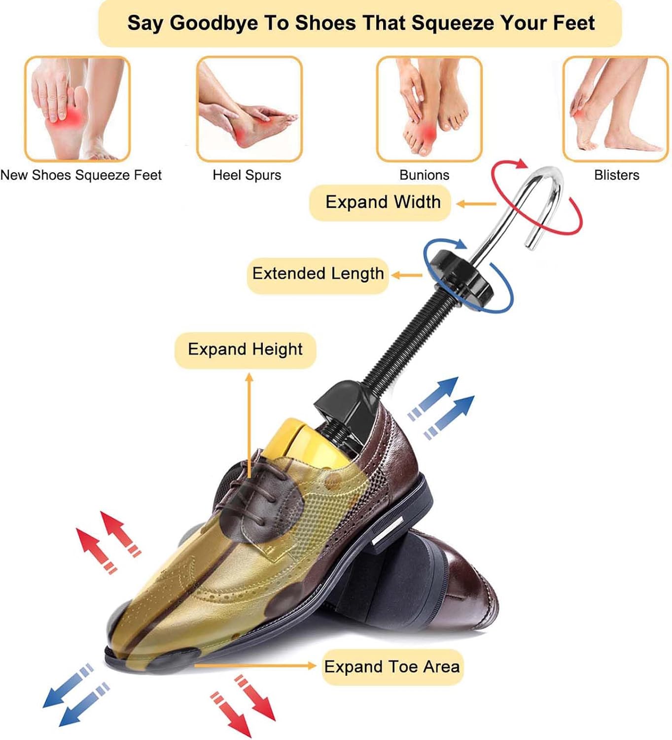 Halcent Two-Way Adjustable Shoe Stretcher Kit with Horn