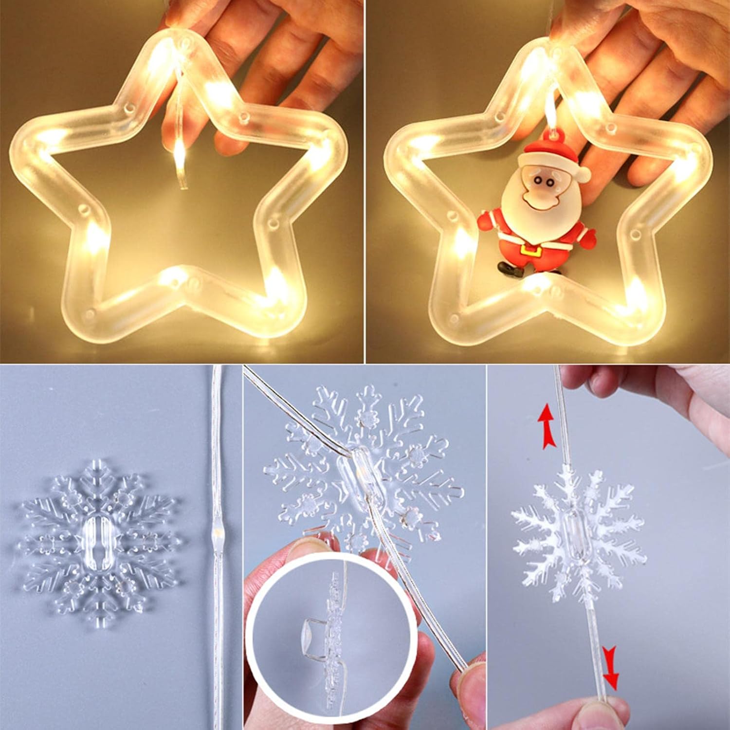 CALANDIS Christmas String Lights 10 LED Acrylic Pendants 3 m Warm White