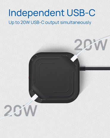 Kousla 20W USB-C Power Tower, 12 AC Outlets, 4 USB-A Ports