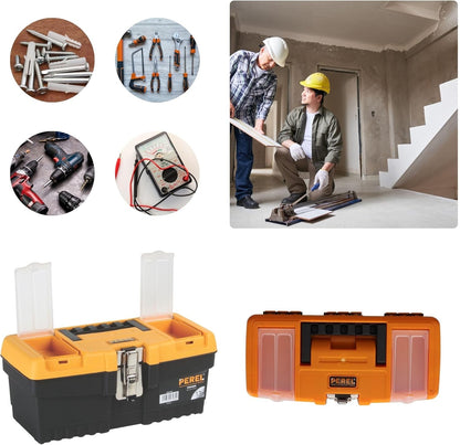 Perel 13‑inch Plastic Tool Box with Metal Latch