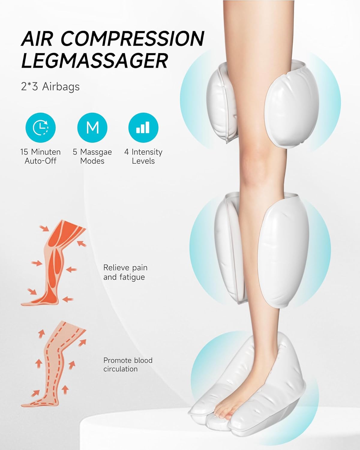 ALLJOY Heated Leg Massager with Compression, 5 Modes, 4 Intensities