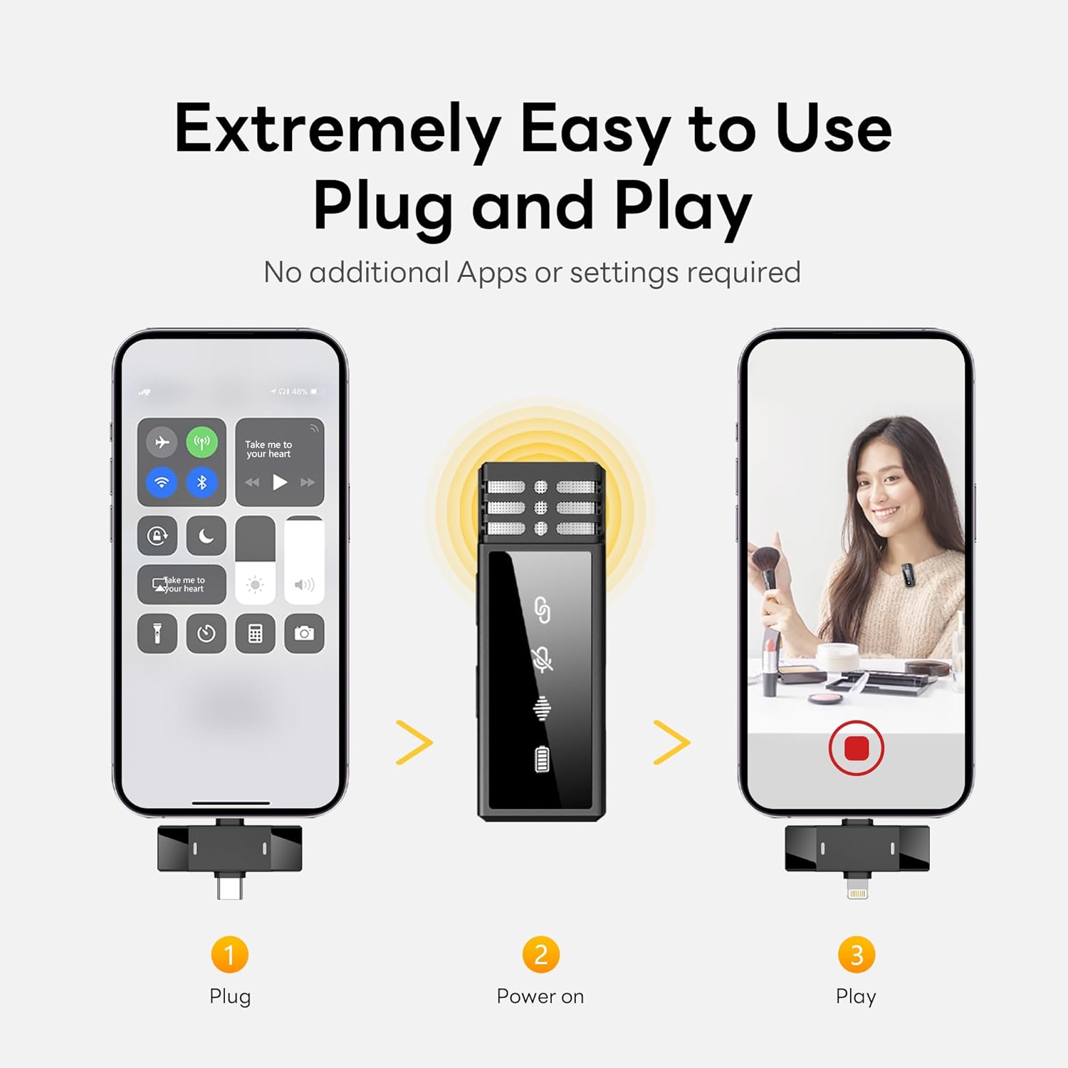 UNBRAN Wireless Lavalier Clip‑On Mic for iPhone & Android