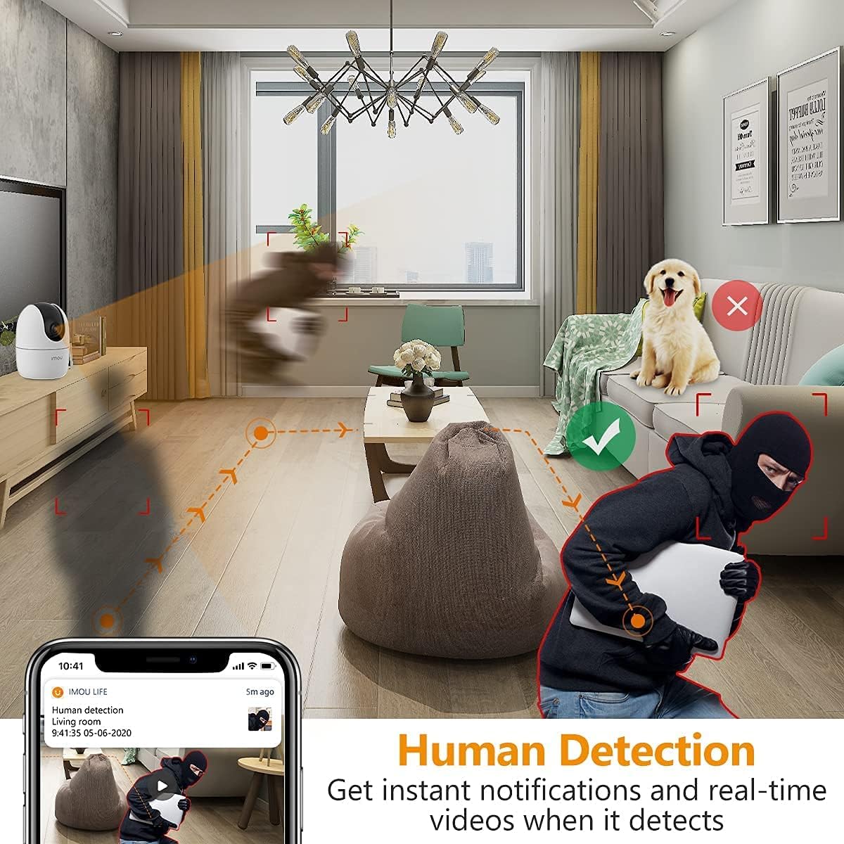 Imou Ranger 2-D 1080P Wi-Fi Dome Camera 360° Coverage AI Human Detection Privacy Mode Two-Way Talk