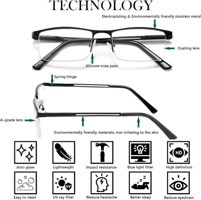 DJOLENSA 3‑Pack Light Blocking Reading Glasses for Men and Women
