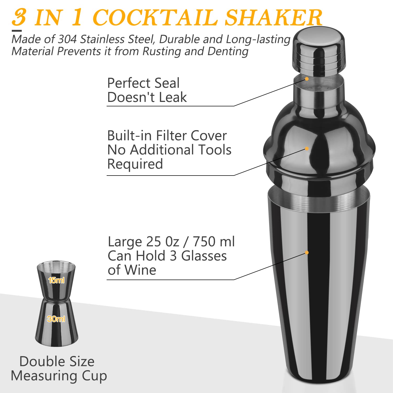 Premium Duerer 11-Piece Black Cocktail Bartender Kit with Bamboo Stand