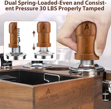 AronYada 53.3mm Walnut Wood Espresso Tamper with 30lb Pressure