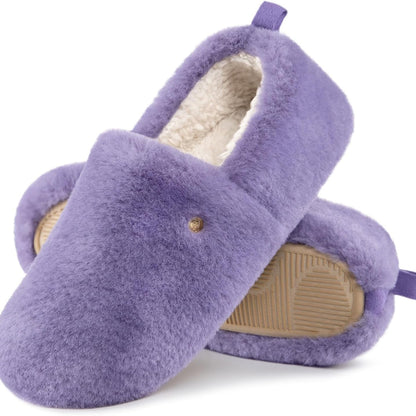 EverFoams Women's Soft Faux Wool Closed-Back Non-Slip Slippers2