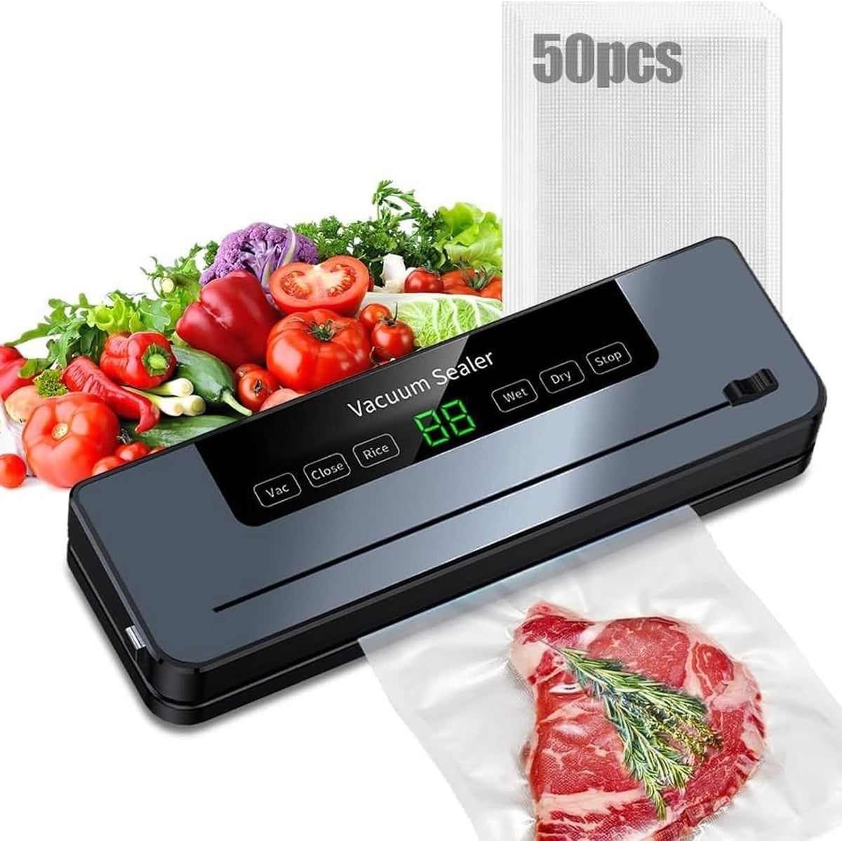 Lwuey LWUEY01 Food Vacuum Sealer Machine 90kPa Navy Blue