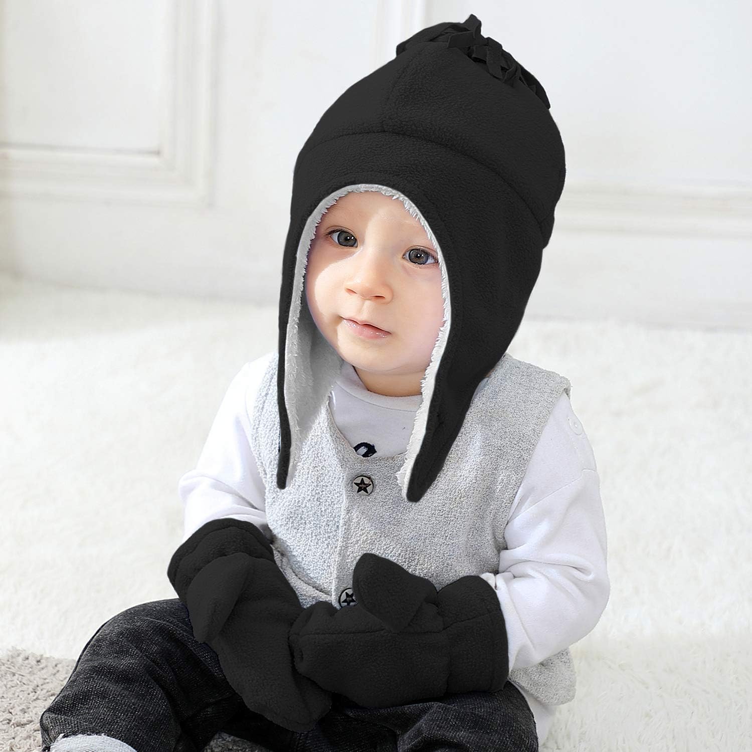 Zando Ultra-Warm Baby Winter Hat & Mitten Set – Sherpa Lined