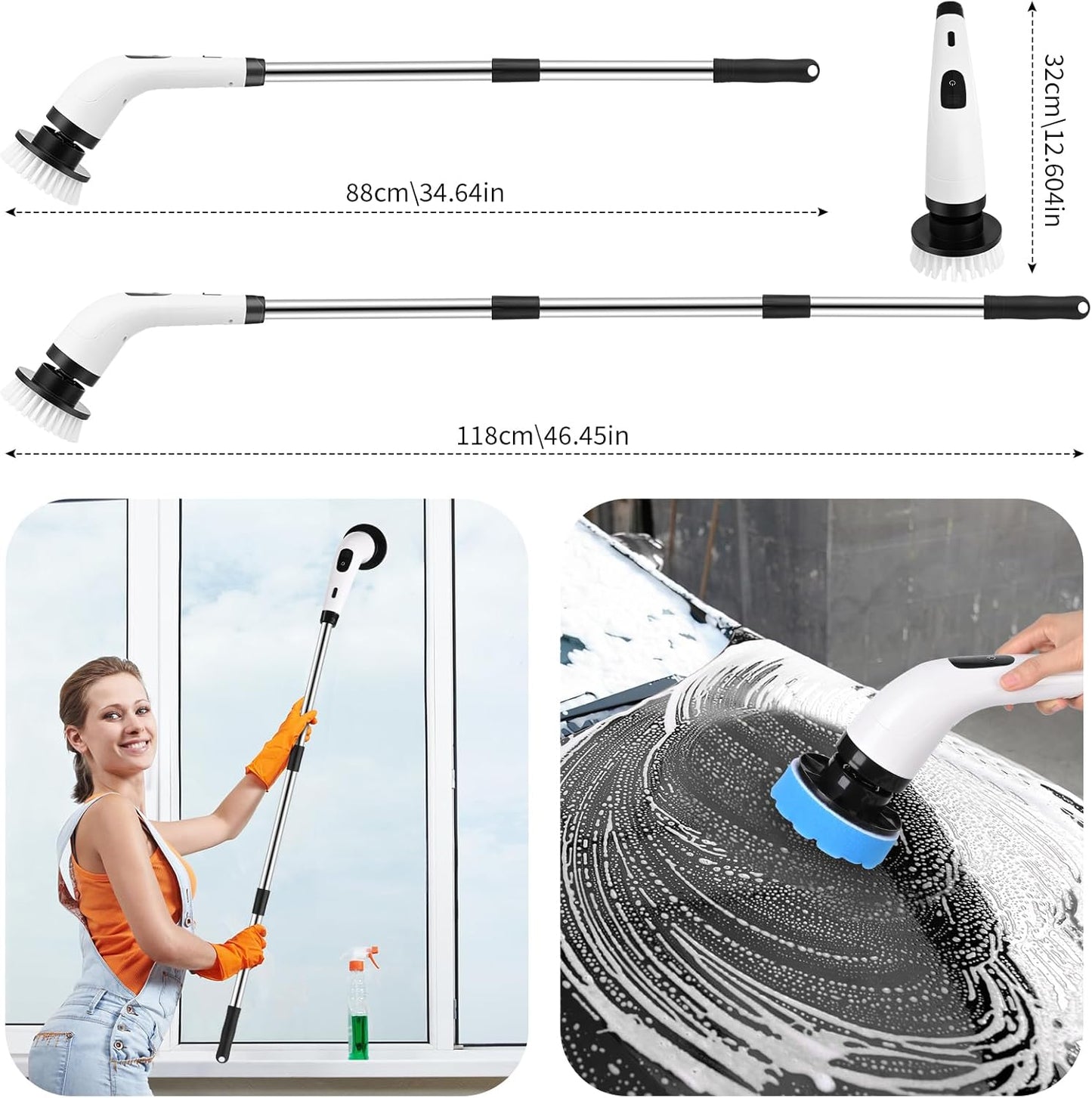 Euakee Cordless Electric Cleaning Brush with 8 Interchangeable Heads