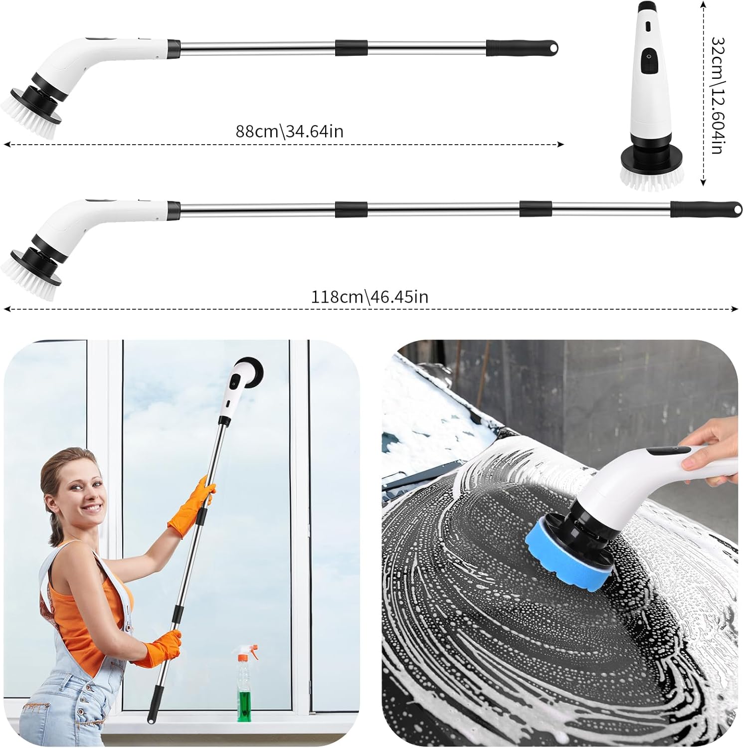 Euakee Cordless Electric Cleaning Brush with 8 Interchangeable Heads