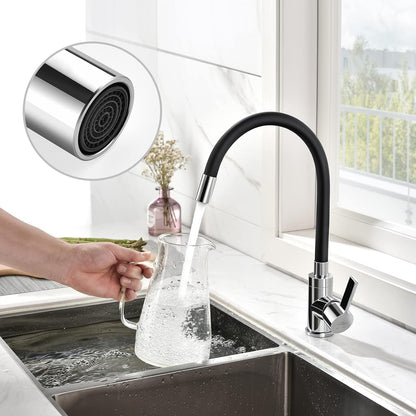 Auralum Black Flexible 360° Rotatable Kitchen Faucet with Aerator