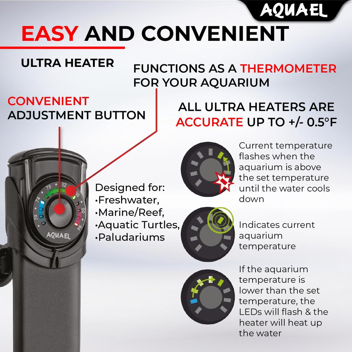 Aquael Ultra Heater Plastic Aquarium Heater Black