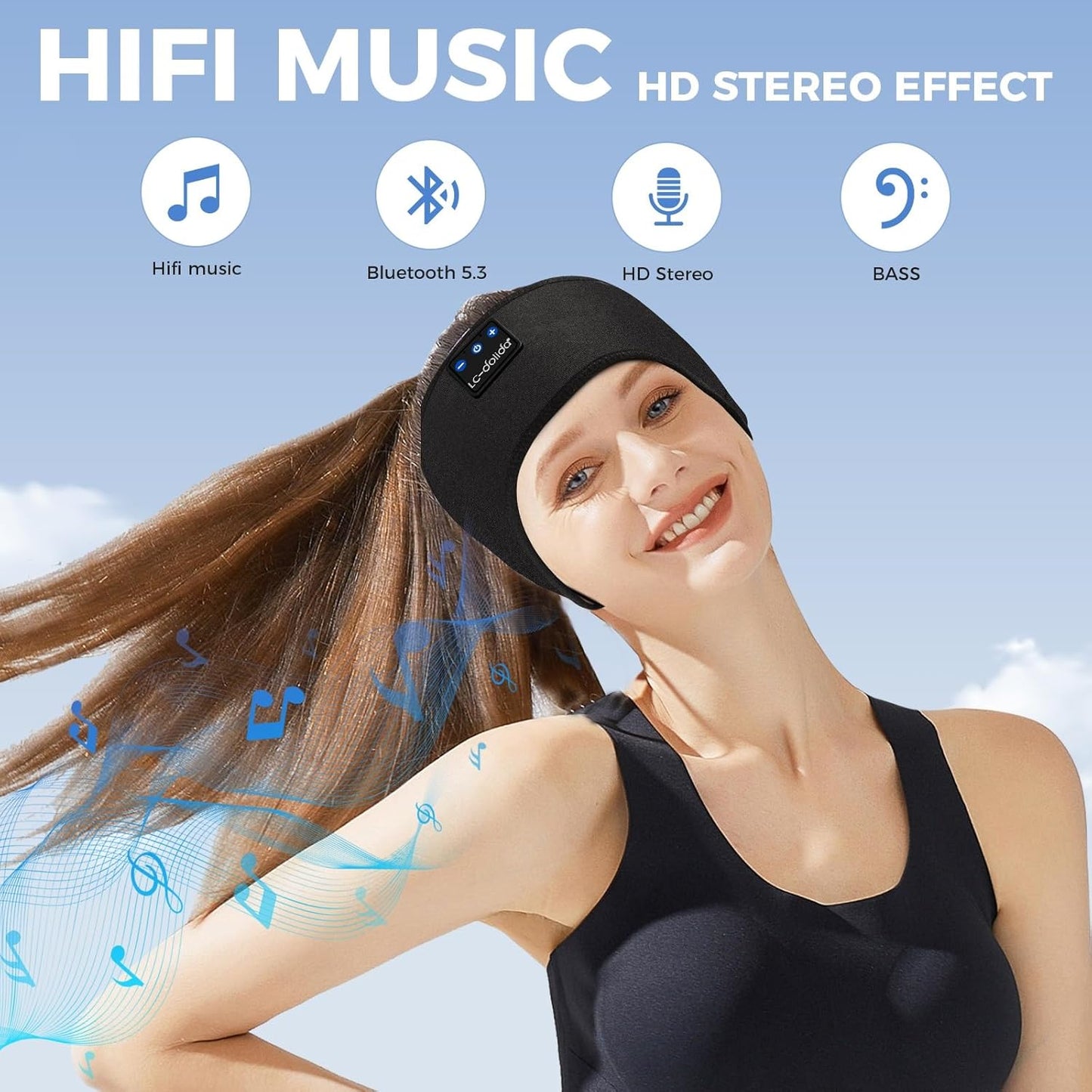 Comfortable Sleep Headphones Bluetooth 5.4 Headband with Ultra-Thin HD Stereo Speakers