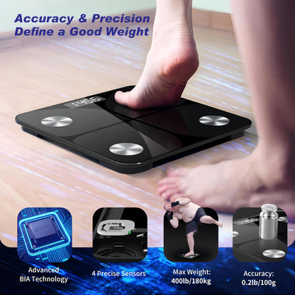 Foryond Black Digital Body Fat Scale with Bluetooth