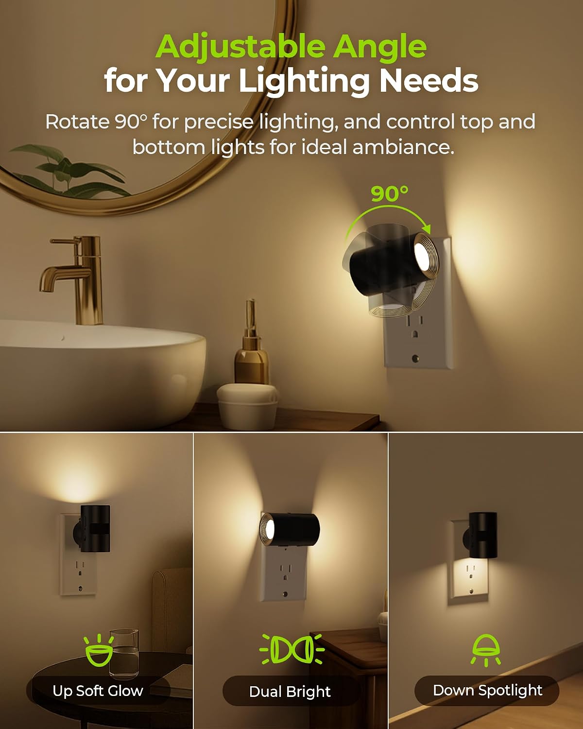 AUVON NL14110W2 Plug in Motion Sensor LED Night Light 2 Pack