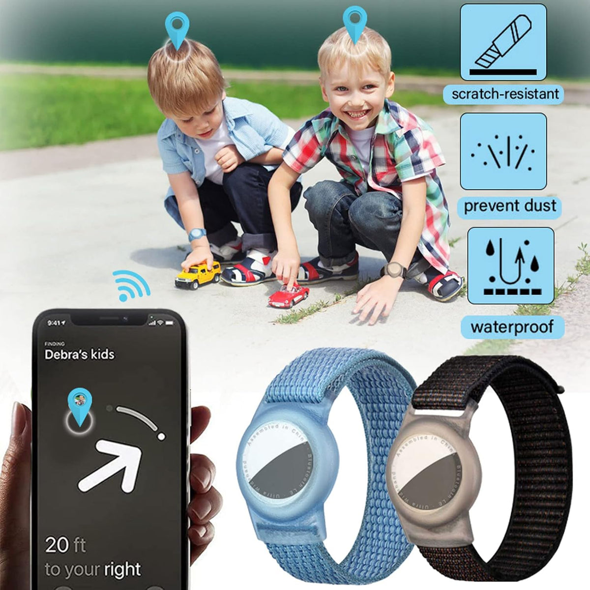 Dingfeiyu Anti-Scratch GPS AirTag Wristband 2 Pcs