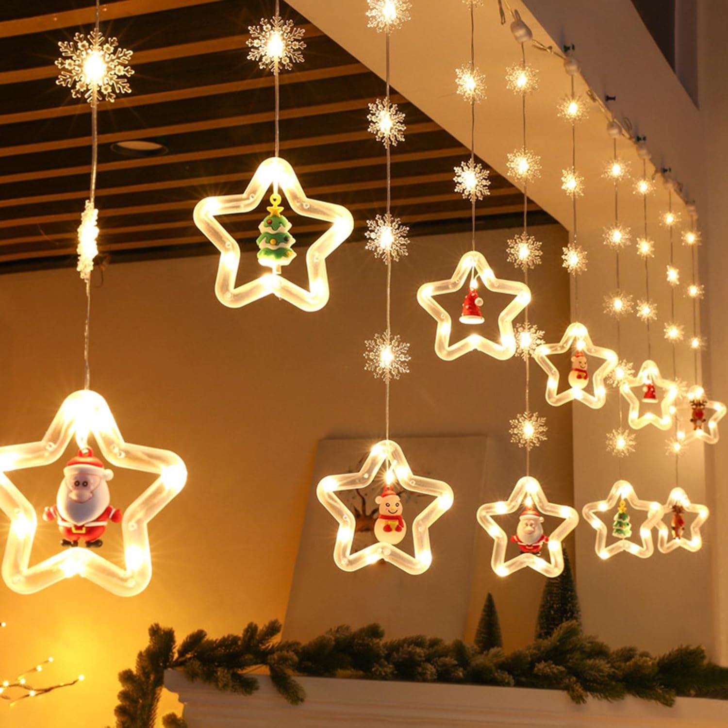 CALANDIS Christmas String Lights 10 LED Acrylic Pendants 3 m Warm White