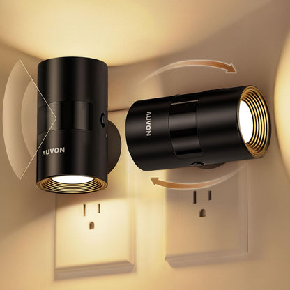 AUVON NL14110W2 Plug in Motion Sensor LED Night Light 2 Pack
