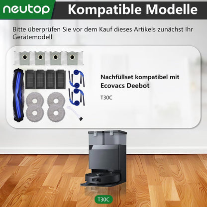 neutop Vacuum Cleaner Accessories for ECOVACS Deebot T30C 18 Pcs