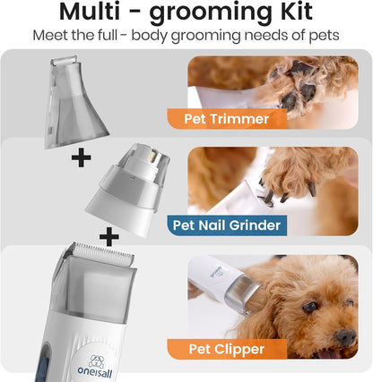 oneisall 7‑in‑1 Quiet Dog Grooming Vacuum Kit – Blue