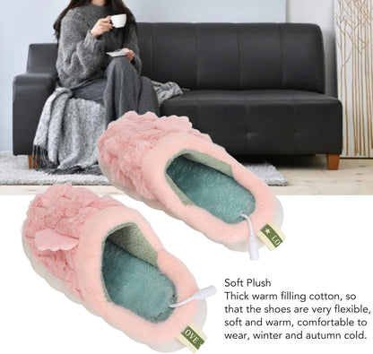 USB Heated Plush Slipper Soft Warm Washable Footwear