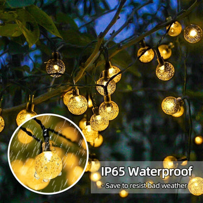 LSLCQW Solar String Lights 60 LED 40ft Crystal Globe 8 Modes IP65 Waterproof Outdoor