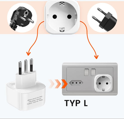 LENCENT 2-Pack Type L Travel Adapter for Italy & Uruguay