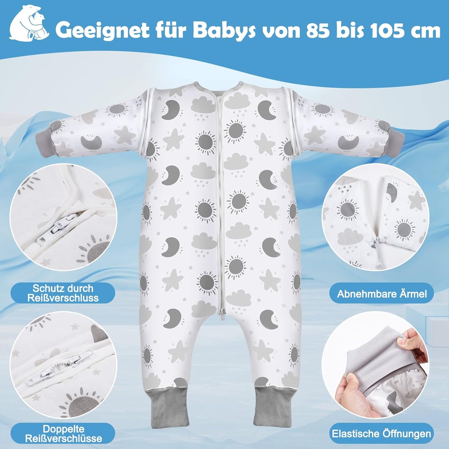 Lictin Organic Cotton Baby Sleep Sack with Feet 2.0 TOG