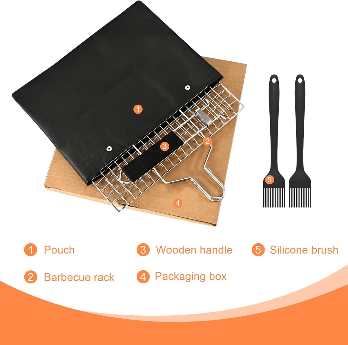 Ribber Folding Portable Fish Grilling Basket for Outdoor Grill