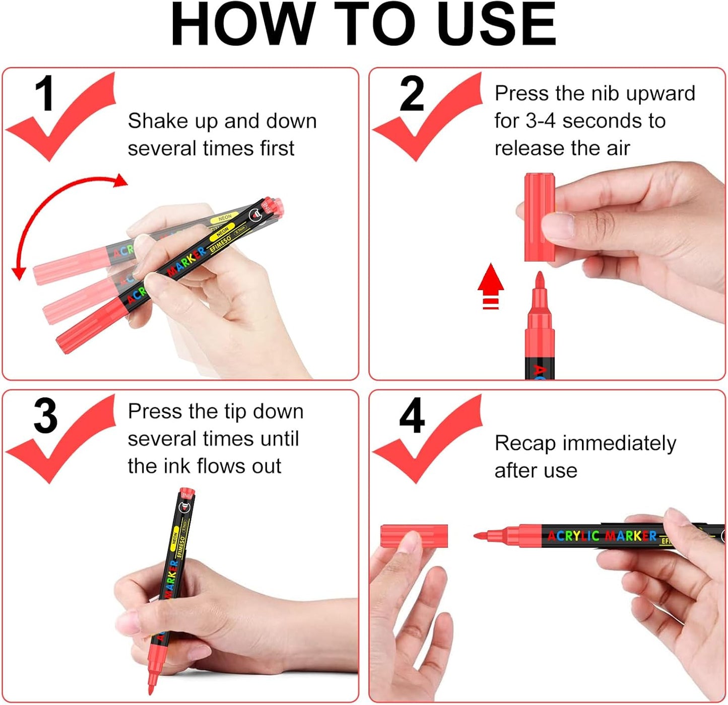 Efimeso Waterproof 120-Color Acrylic Marker Set with Fine 0.7mm Tip