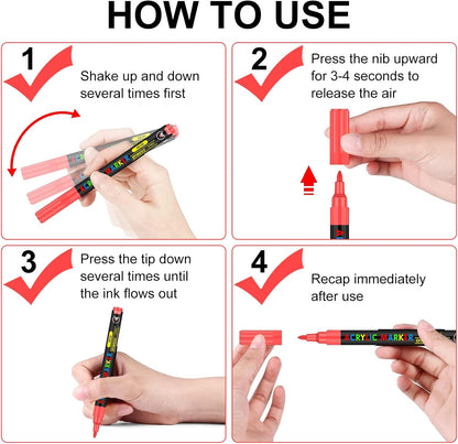 Efimeso Waterproof 120-Color Acrylic Marker Set with Fine 0.7mm Tip