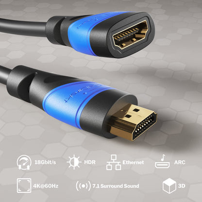 KabelDirekt TOP Series Male to Female HDMI Extension Cable Black